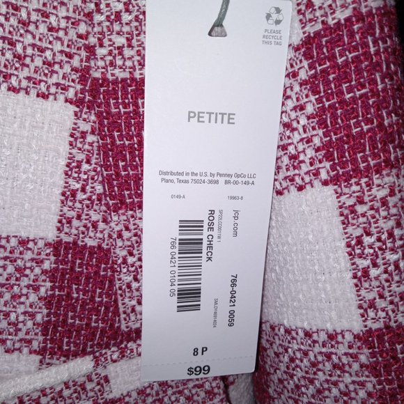 Liz Claiborne Blazer – Rose/Magenta Check Checkered – Size 8 P / 8 Petite NWT - Picture 2 of 7